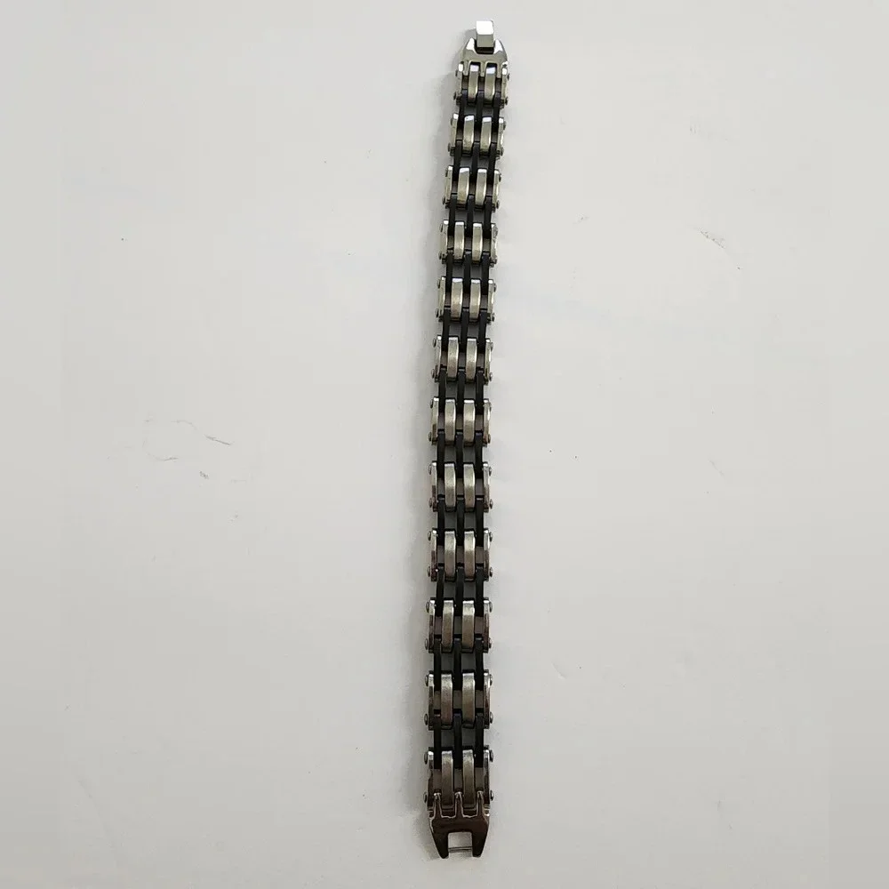 Silver& Black Metal Biker Bracelet
